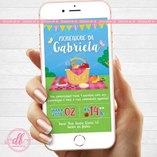 Convite Piquenique Picnic Digital Whatsapp