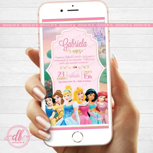 Convite Princesas Disney Digital Virtual Whatsapp