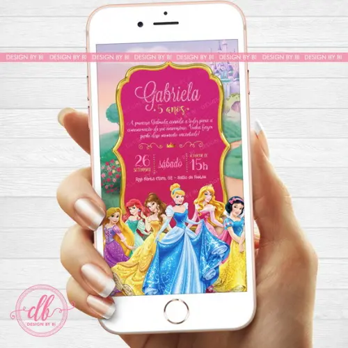 Convite Princesas Disney Digital Virtual Whatsapp