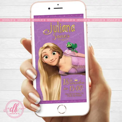 Convite Rapunzel Digital Whatsapp