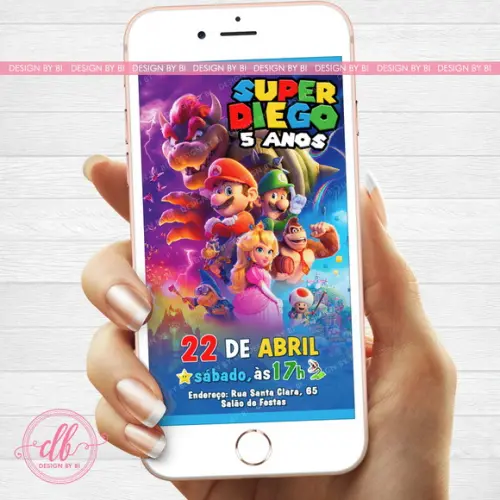 Convite Super Mario Bros - o Filme Digital Virtual Whatsapp