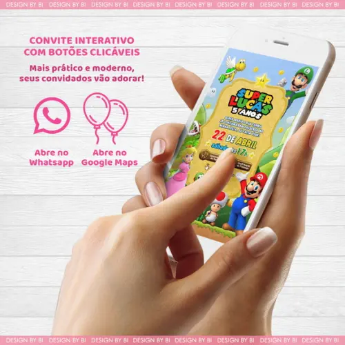 Convite Super Mario Digital Virtual Interativo Whatsapp