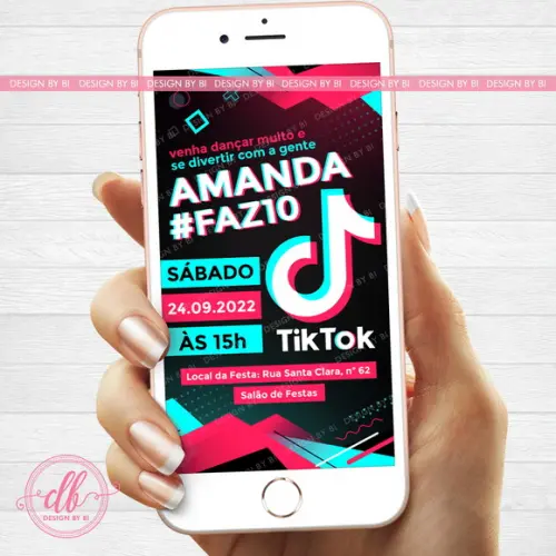 Convite Tik Tok Menina Digital Virtual Whatsapp