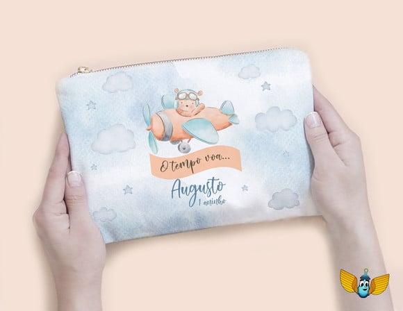 Necessaire Ursinho Aviador Aquarela