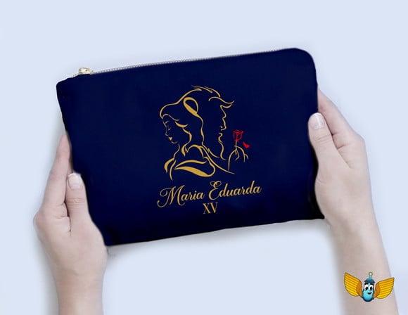 Lançamento - Necessaire Bela e a Fera 15 Anos Azul Marinho