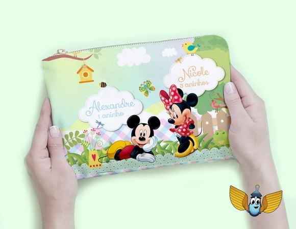 Necessaire Mickey e Minnie Jardim