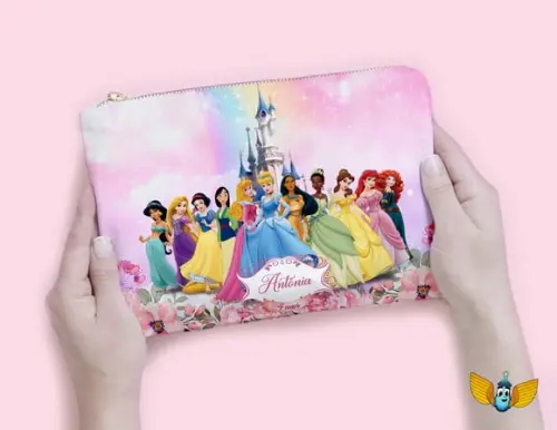 Necessaire Princesas e Príncipes Disney Floral
