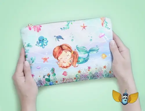Necessaire Sereia Fundo do Mar Aquarela