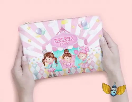 Necessaire Circo Rosa Aquarela