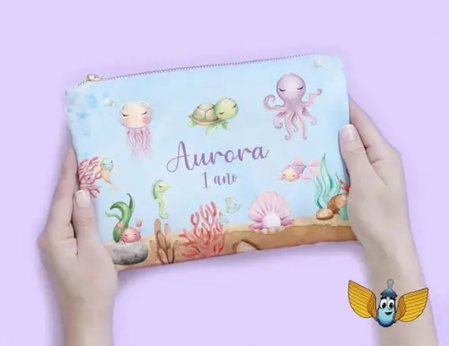Necessaire Fundo do Mar Aquarela Lilás