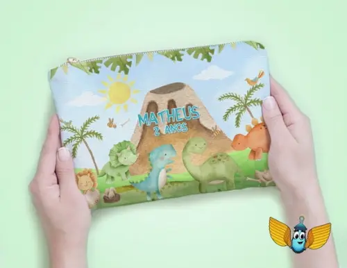 Necessaire Dinossauros Aquarela