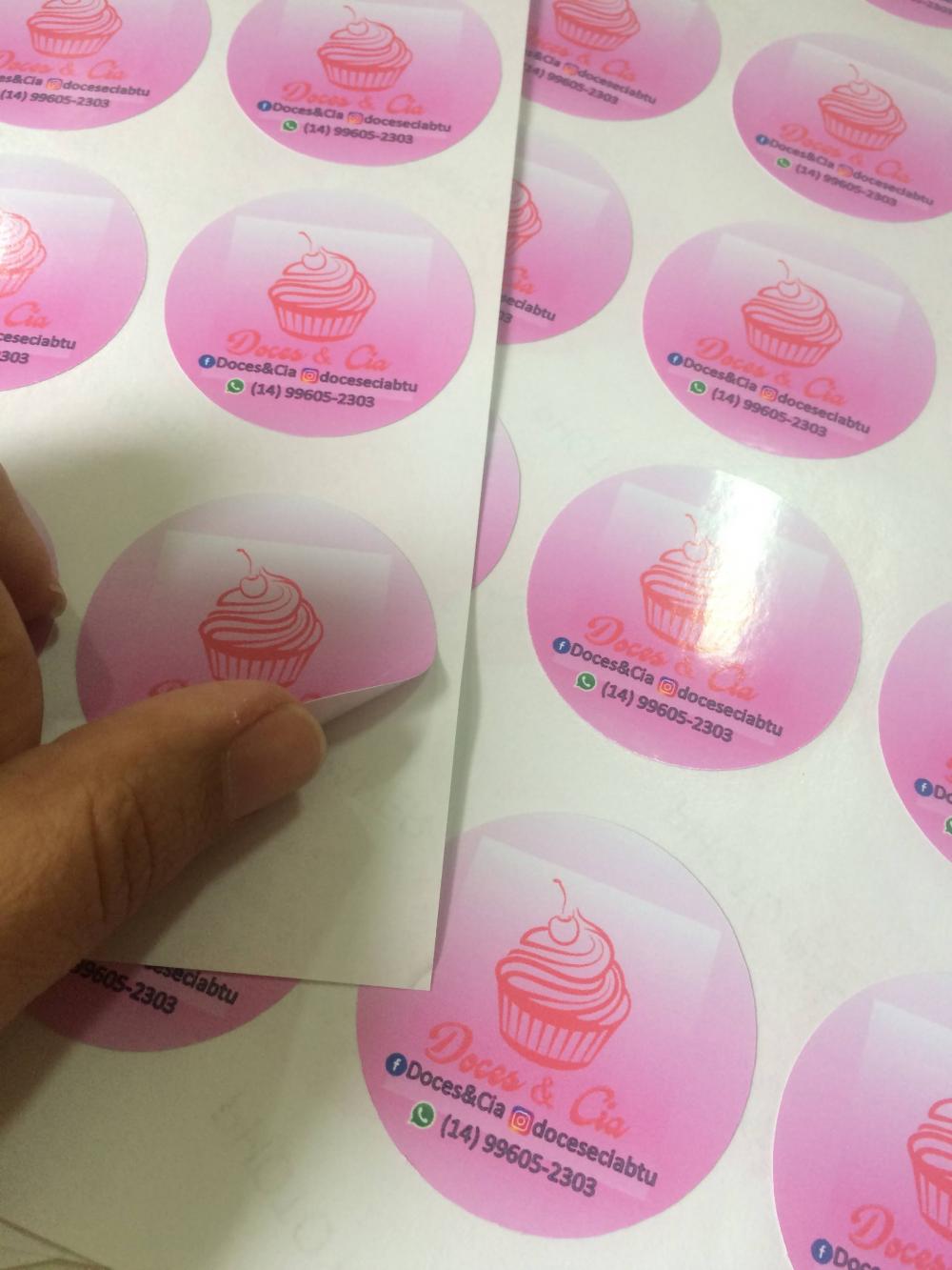 Cartela de Adesivo Personalizado 4 cm - Combo 1000 Unid