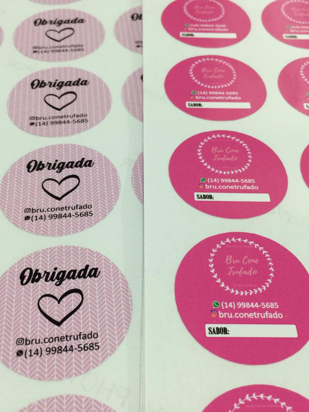 Cartela de Adesivo Personalizado 4 cm - 100 Unid