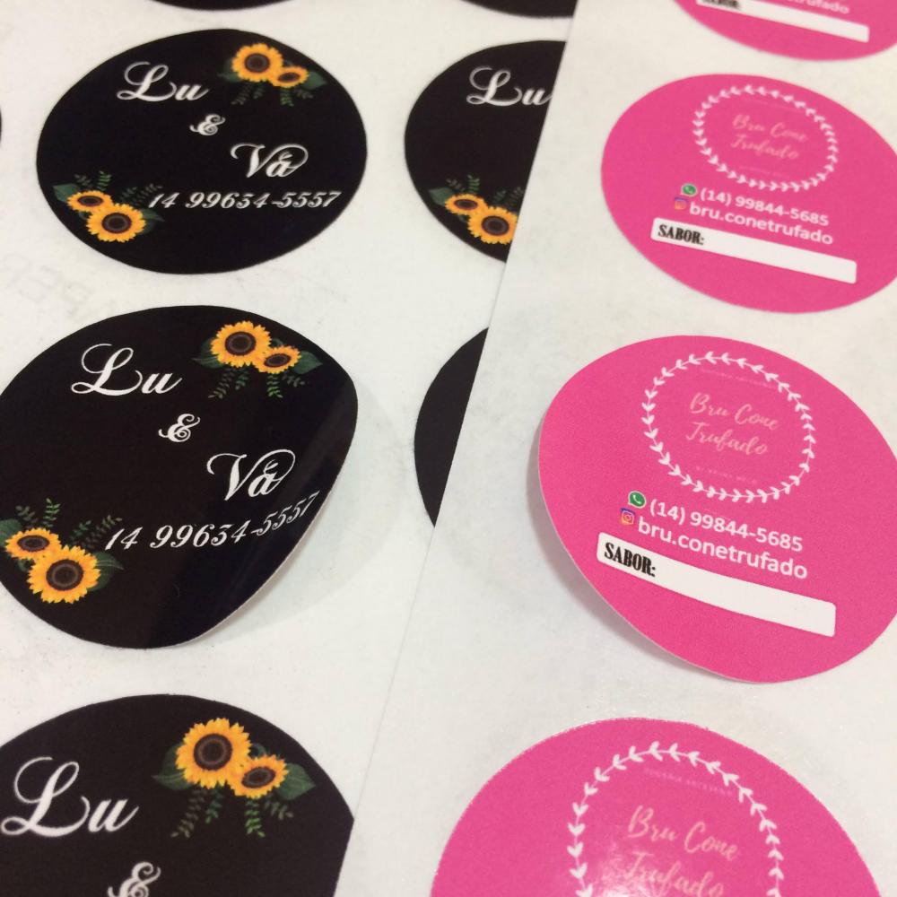 Cartela de Adesivo Personalizado 4 cm - 100 Unid