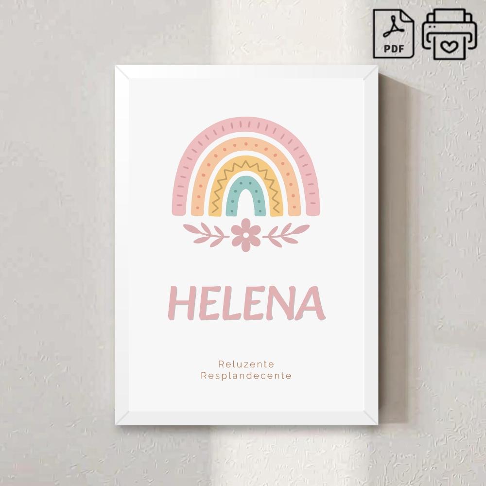 Quadro Significado do Nome Helena Arco-Iris Boho - Arquivo Digita