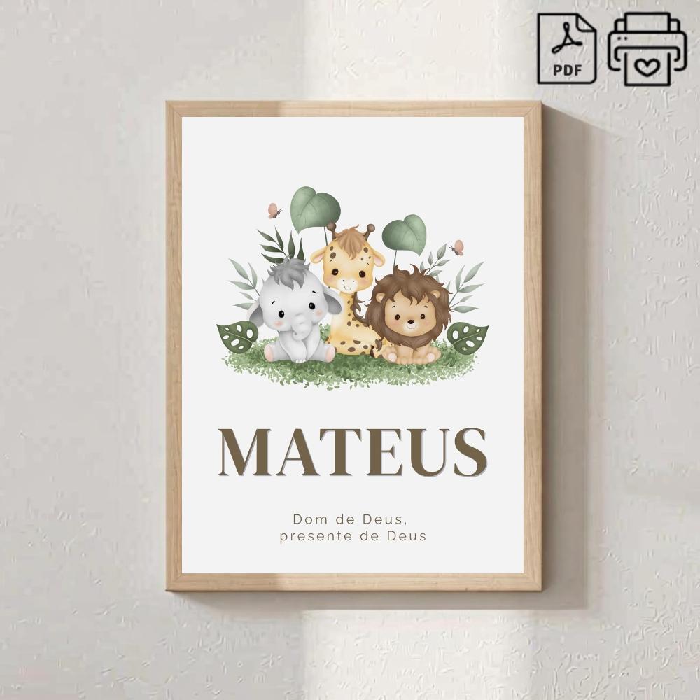 Quadro Significado do Nome Mateus Safari - Arquivo Digital