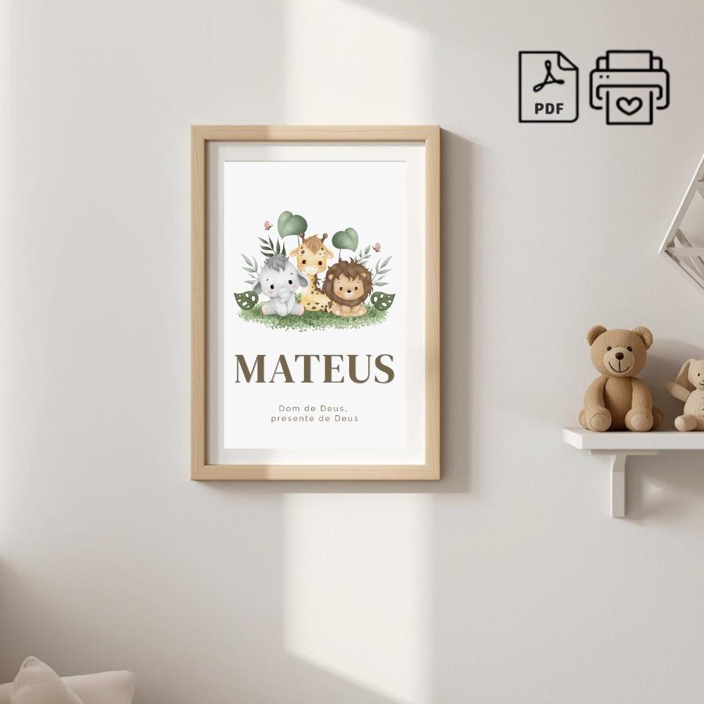 Quadro Significado do Nome Mateus Safari - Arquivo Digital