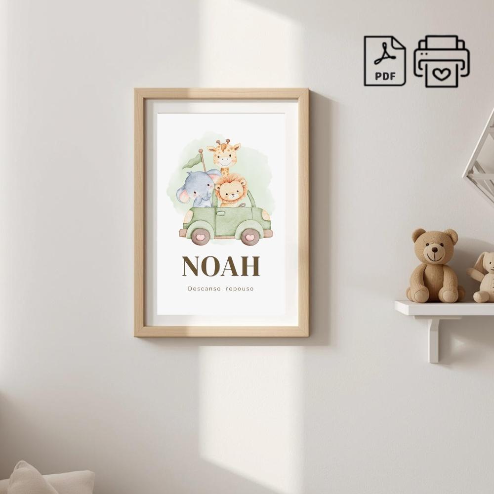 Quadro Significado do Nome Noah Safari - Arquivo Digital
