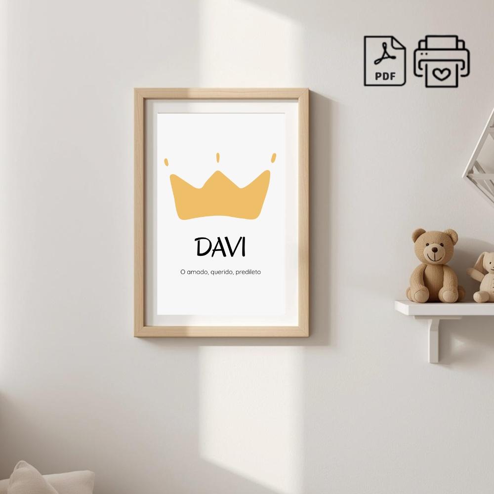 Quadro Significado do Nome Davi Coroa - Arquivo Digital