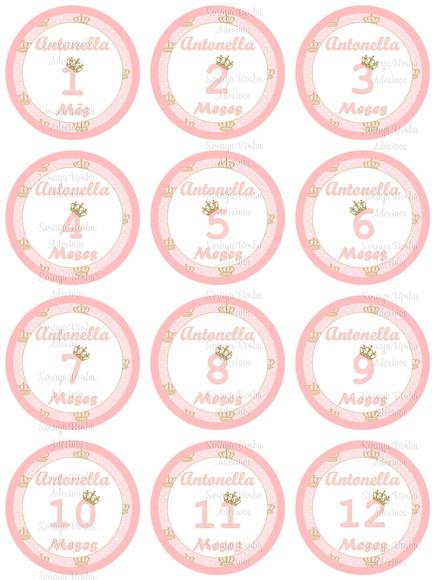 Kit de Adesivo Mêsversário Coroa Princesa Nomes