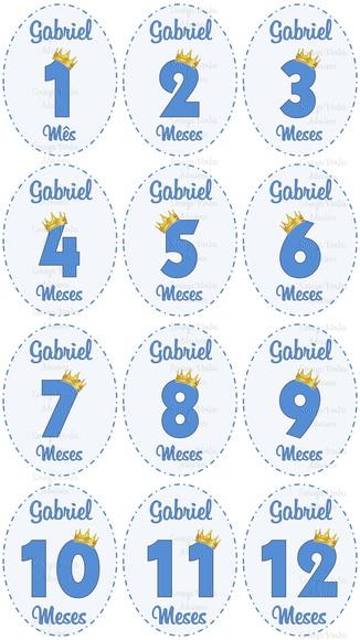 Kit de Adesivo Mêsversário Coroa Principe Nomes