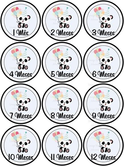 Kit Mêsversario para Body Adesivo Panda sem Nome