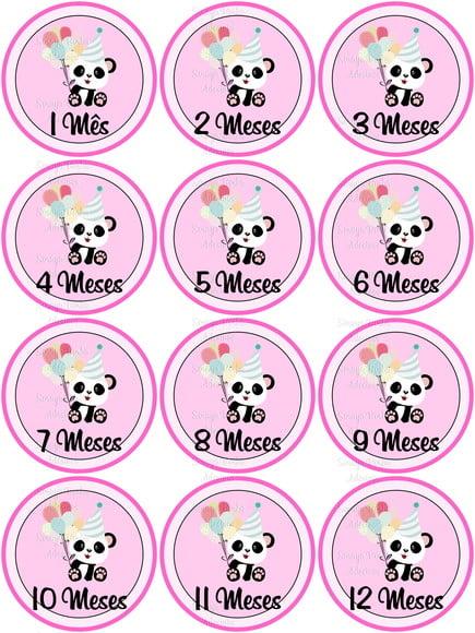 Kit de Adesivo Mêsversario Panda