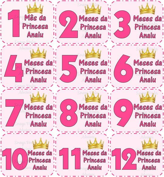 Kit de Adesivo Mêsversário Princesa Nomes