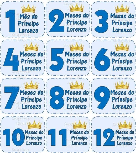 Kit de Adesivo Mêsversário Principe Nomes
