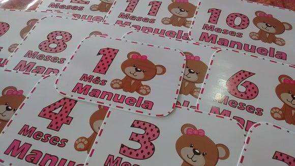 Kit de Adesivo Mêsversário Ursinha com Nome