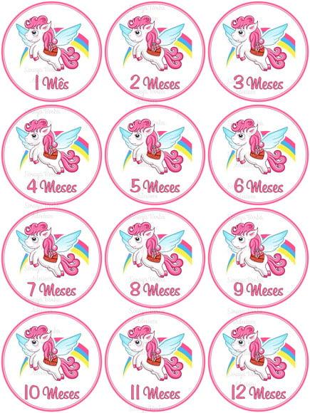 Kit de Adesivo Mêsversario Unicornio