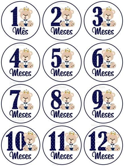 Kit de Adesivo Mêsversário Ursinho Príncipe