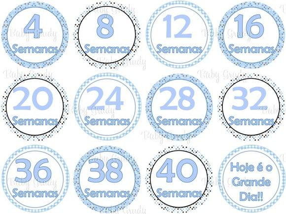 Kit de Adesivos Acompanhamento Semanal da Gravidez