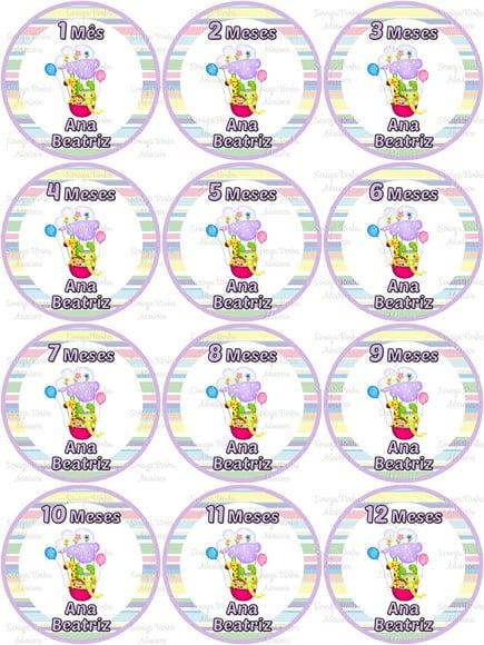 Kit de Adesivo Mesversario Animais Balão