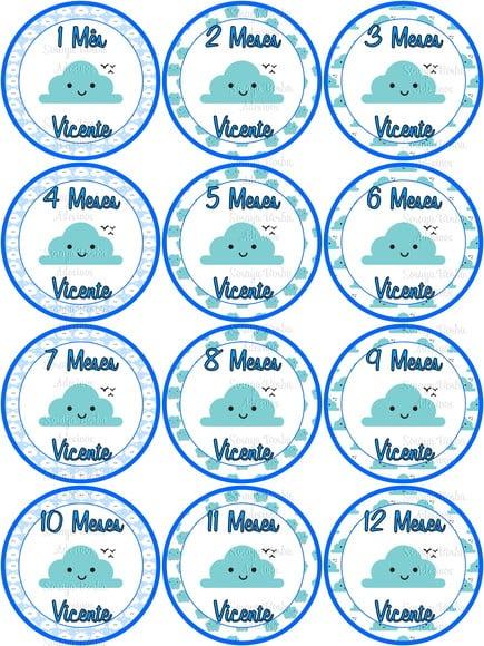 Kit de Adesivo Mêsversário Chuva Menino