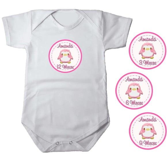 Kit de Adesivo Mêsversário Pinguim Rosa