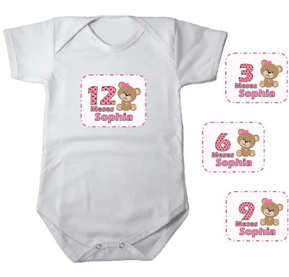 Kit de Adesivo Mêsversário Ursinha com Nome
