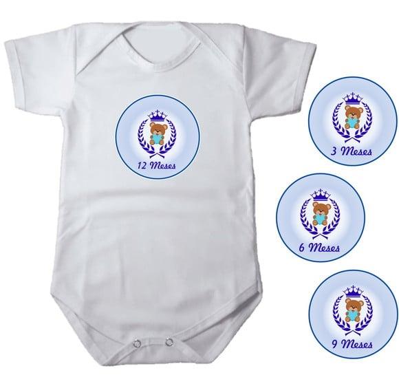 Kit de Adesivo Mêsversário Ursinho Coroa