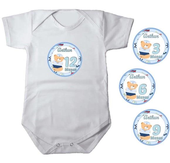 Kit de Adesivo Mêsversário Urso Marinheiro Nomes
