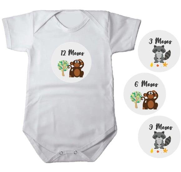 Kit Mêsversario Adesivo para Body Animais da Selva