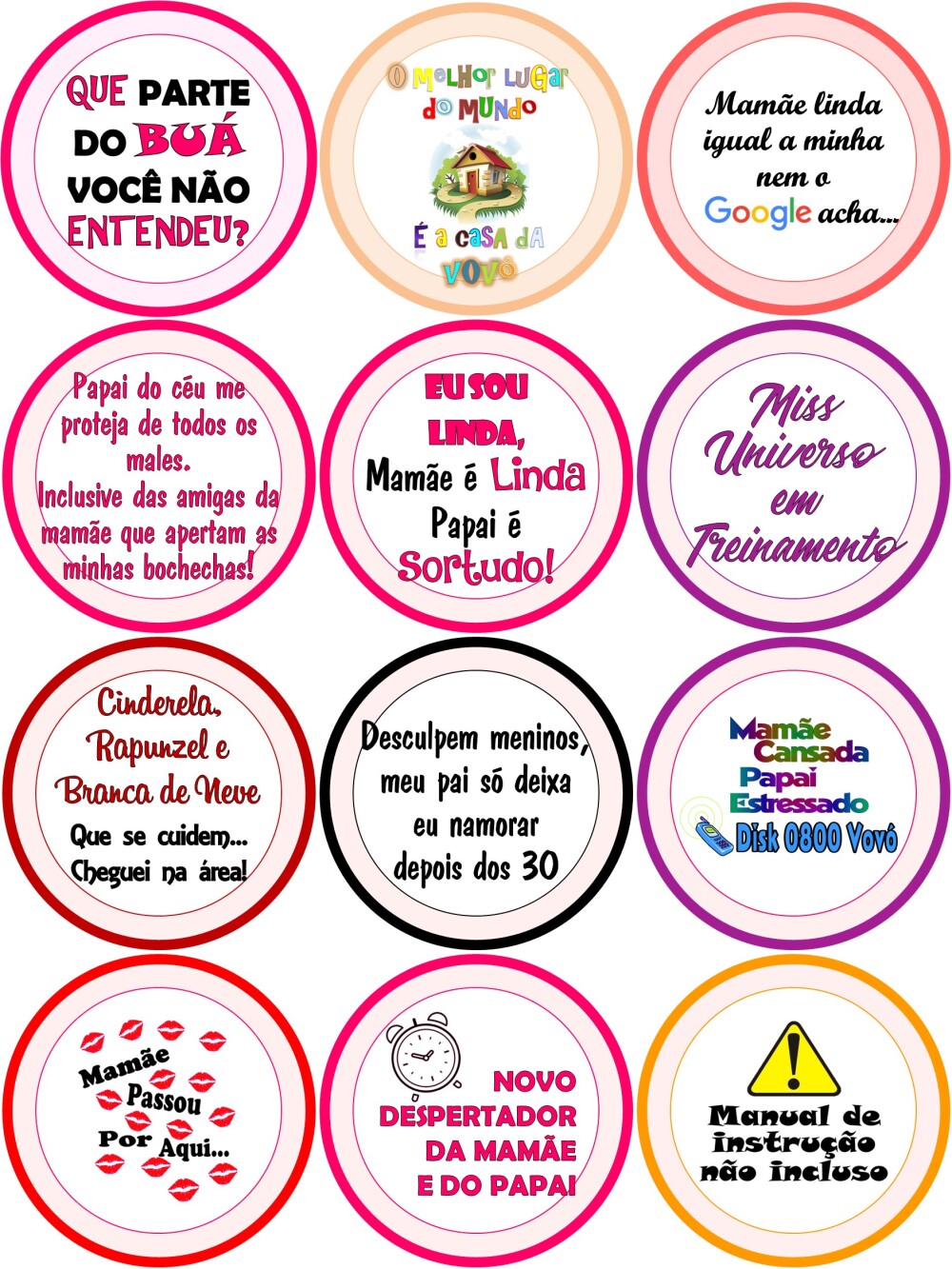 Kit de Adesivo Frases Divertidas para Body - Menina