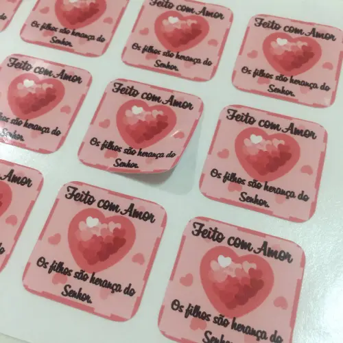 Cartela de Adesivo Personalizado 4 cm - Combo 1000 Unid