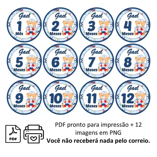 Arquivo Digital Mêsversário Ursinho Marinheiro