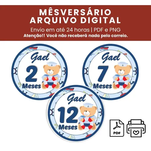 Arquivo Digital Mêsversário Ursinho Marinheiro