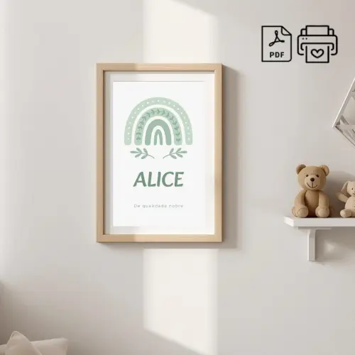 Quadro Significado do Nome Alice Arco-Iris Boho - Arquivo Digital