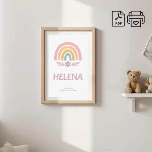 Quadro Significado do Nome Helena Arco-Iris Boho - Arquivo Digita