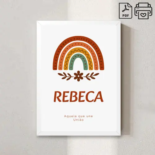 Quadro Significado do Nome Rebeca Arco-Iris Boho - Arquivo Digita