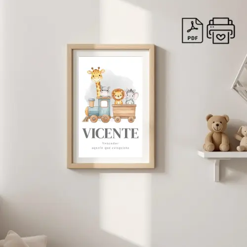 Quadro Significado do Nome Vicente Safari Trem - Arquivo Digital