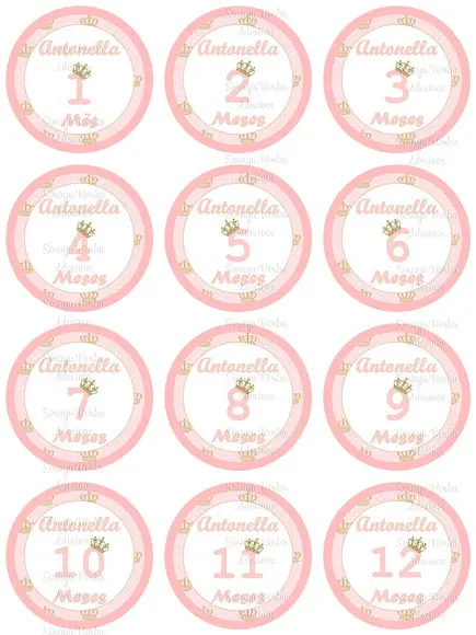 Kit de Adesivo Mêsversário Coroa Princesa Nomes