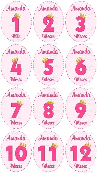 Kit de Adesivo Mêsversário Coroa Princesa Nomes